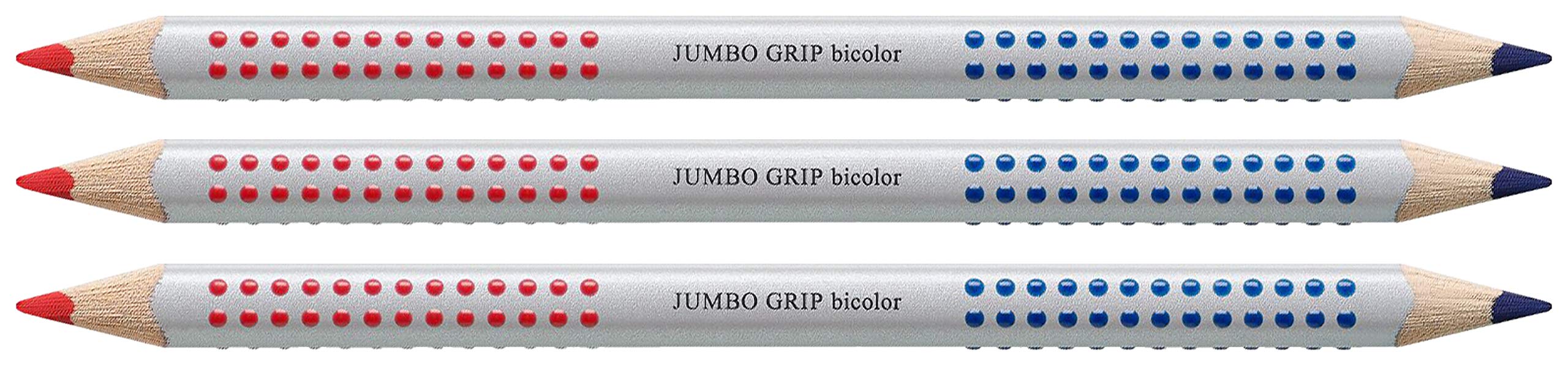 Faber-Castell 110910 Jumbo Grip - L?piz separador de plata, bicolor rojo y azul (3, l?piz separador)