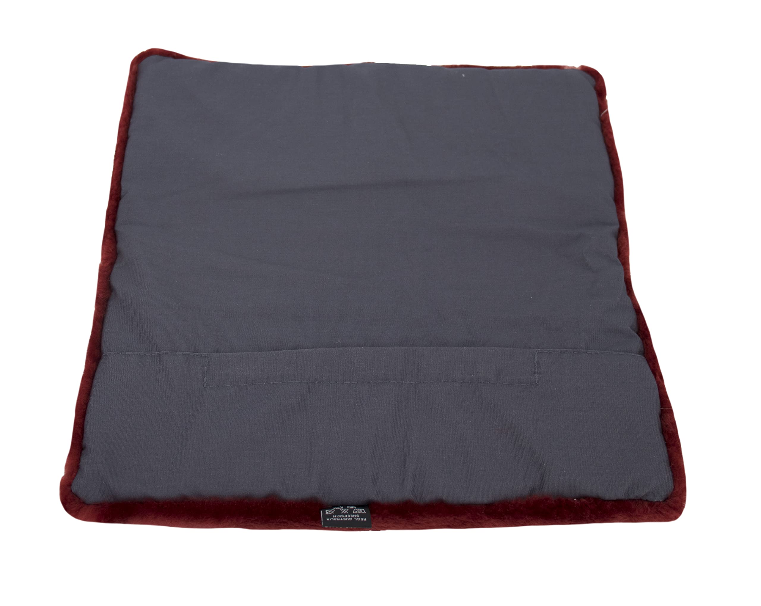 Reissner Lammfelle | SIKI-VF | echtes Merino Schaffell | Sitzpolster Autokissen Rollstuhlauflage Katzenbett | Vollfell Qualität | 40x40cm rot