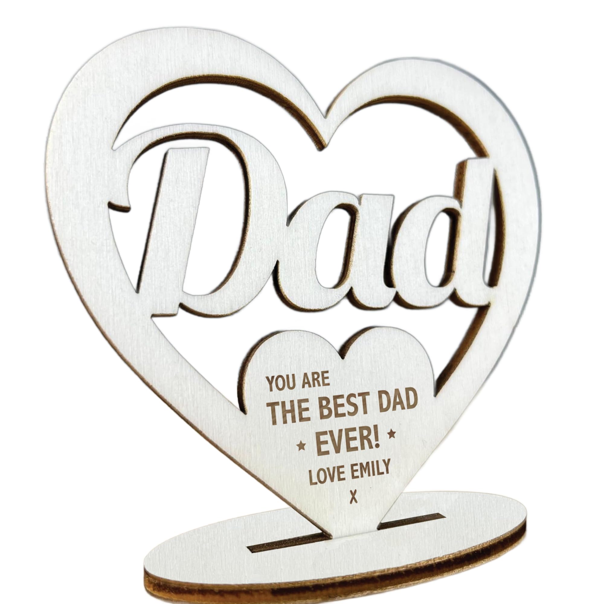Personalised Fathers Day Gift, Engraved Wood Heart, Dad Birthday Gift, Dad Gift From Daughter, Dad Gift From Son