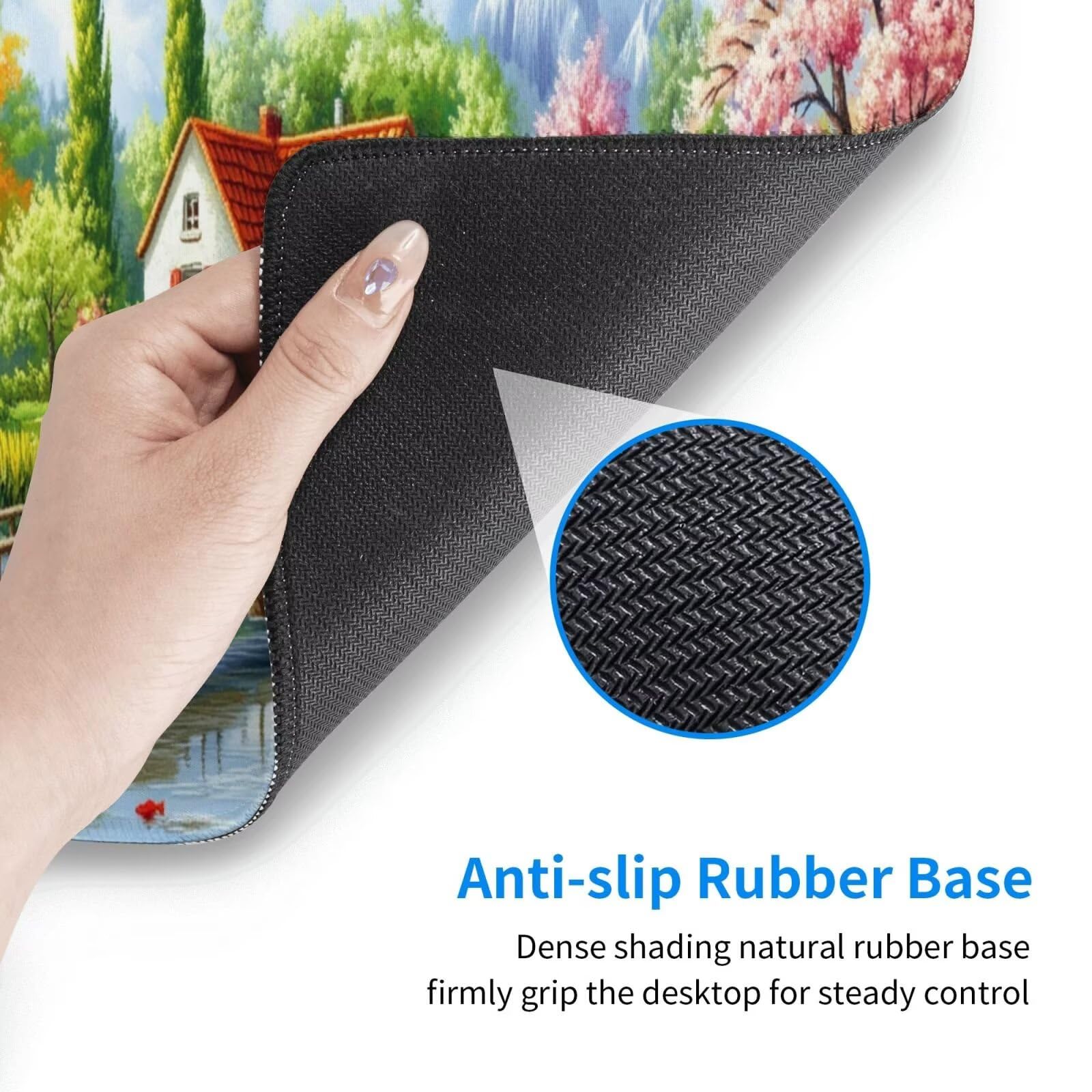 Zielona podkładka pod mysz XXL krajobraz mata na biurko 1600 x 800 x 3 mm zmywalna podkładka do gier na laptopa, z antypoślizgową gumową podstawą do gier, PC, pracowników biurowych Y1357
