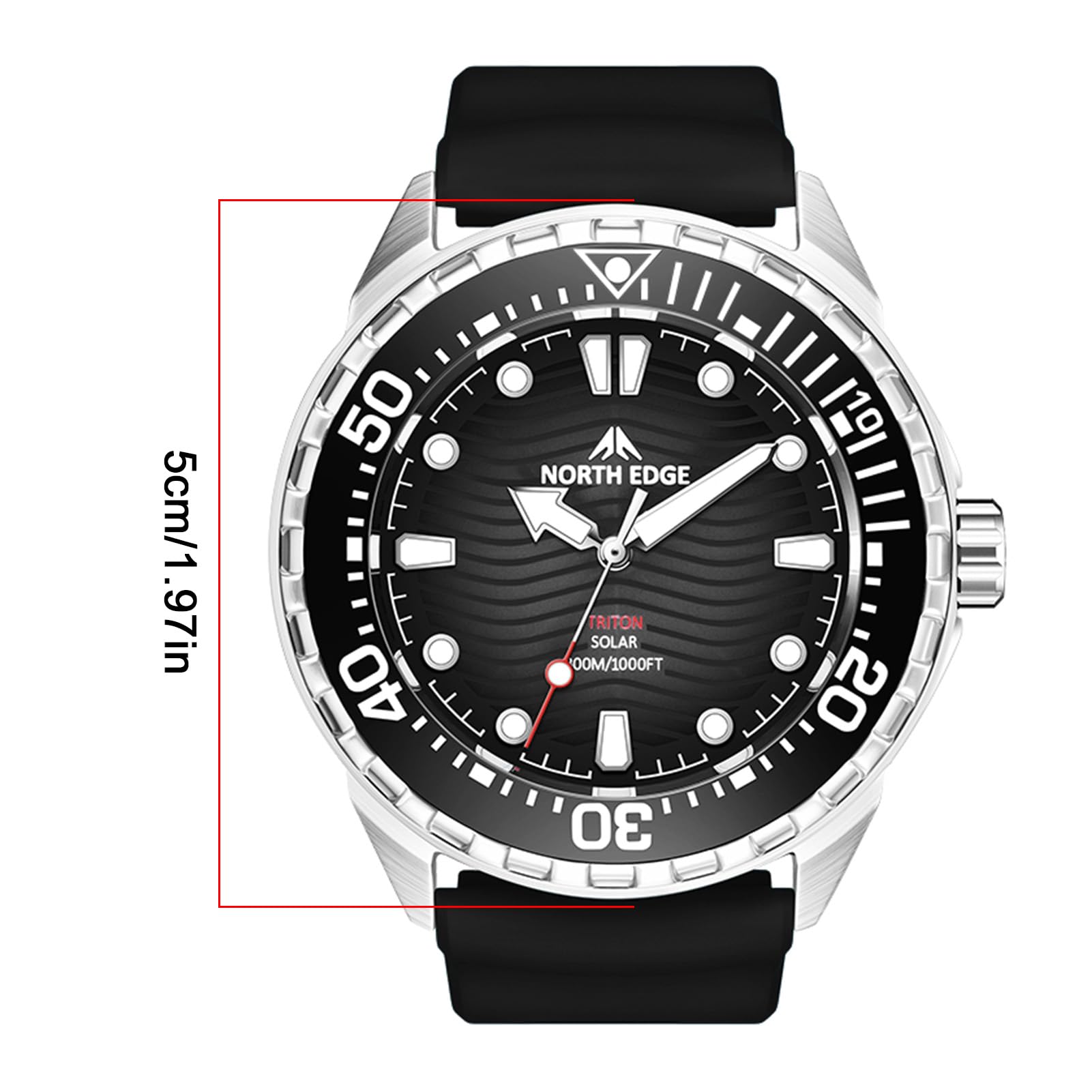 Dpofirs Immersione Ad Alimentazione Solare Watch Women Men Watch, 300 M/1000 Piedi Impermeabili, Illuminazione Rapida, per all'aperto, Casual, Affari, Quotidianamente