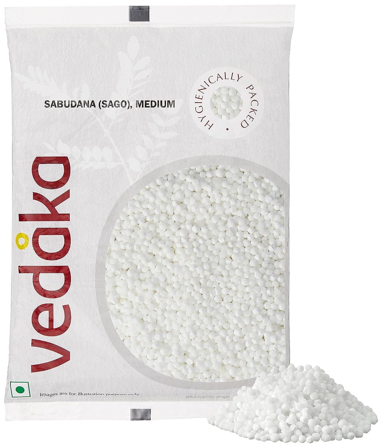 Amazon Brand - Vedaka Sabudana (Sago), Medium, 1Kg (2 Packs of 500g)