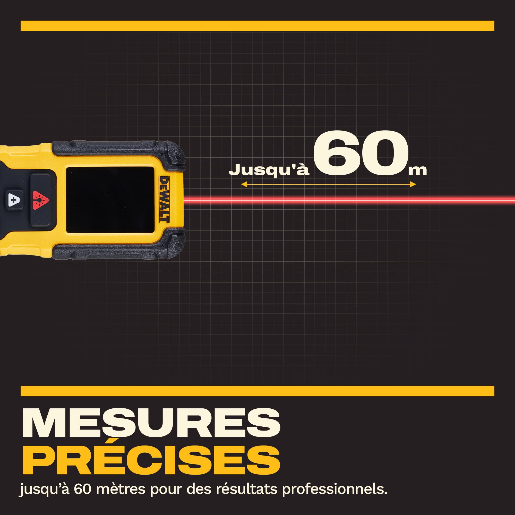 DEWALT Télémètre Laser 60 m avec Batterie Lithium Rechargeable, DWHT78200-XJ