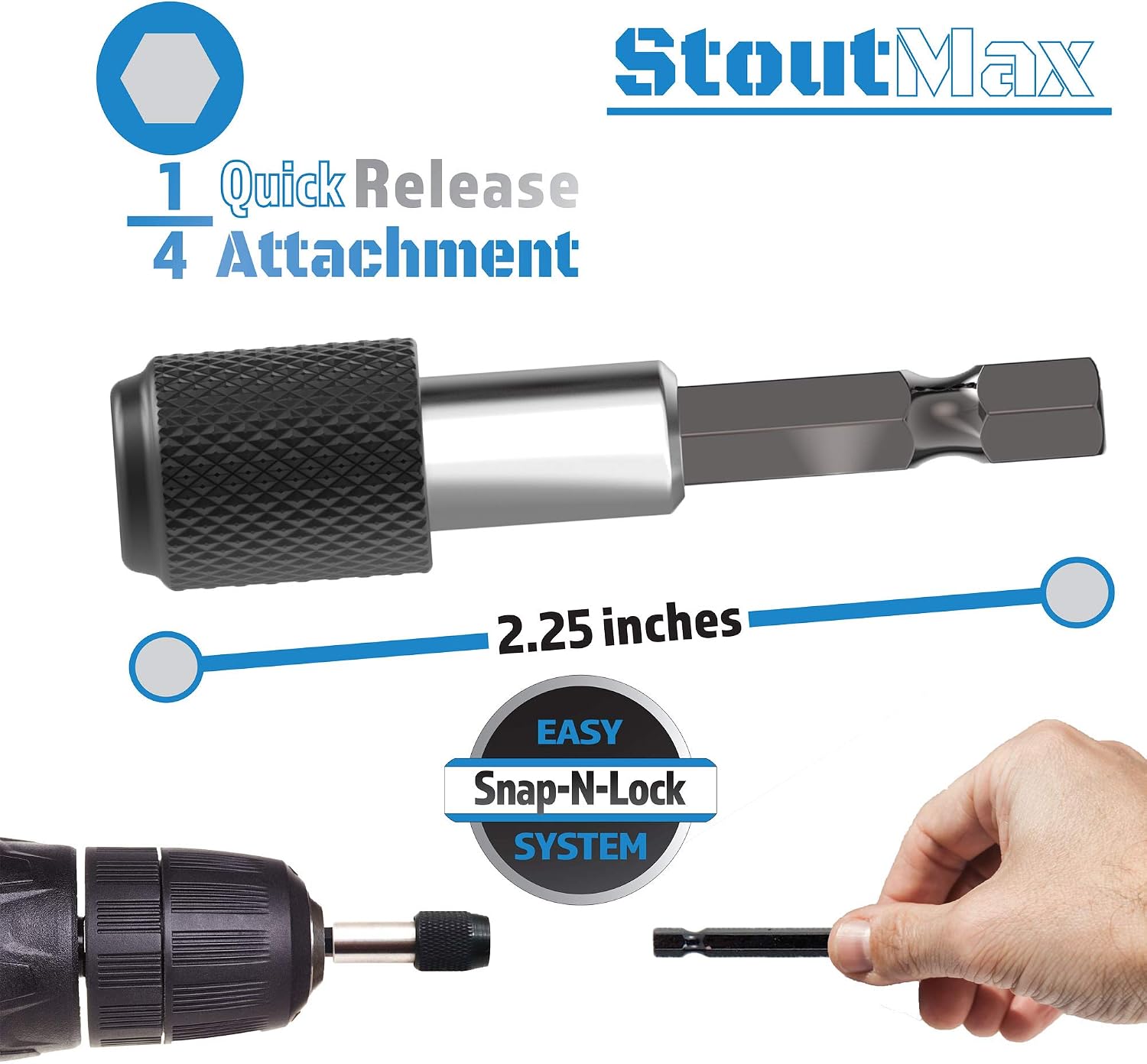 StoutMax Hex Bits Set Allen Wrench Key Drill Bit Set - Magnetic Tips - Quick Release Attachment Bit Holder - Solid S2 Steel Alloy - 2.3" Long - 13 Pack