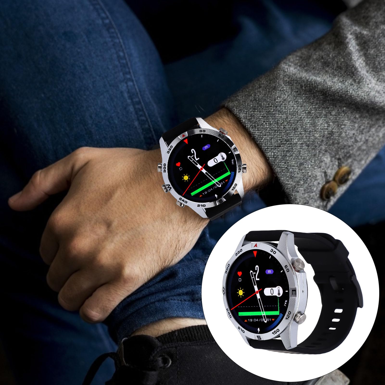 Relojes para Hombre Reloj de Buceo Profesional, Reloj Profesional con Batería de Larga Duración con Sensor de Profundidad Barómetro Correa de Silicona de Aleación de Zinc