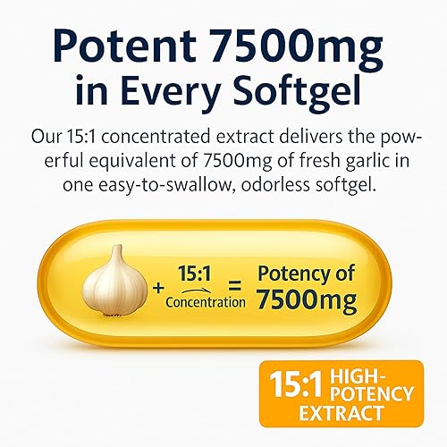 Miniatura 3 de Elare Extracto de ajo añejo 300 unidades, 7500 mg, suplemento de ajo orgánico inodoro para apoyo cardíaco e inmunológico, vegetariano, sin OMG,