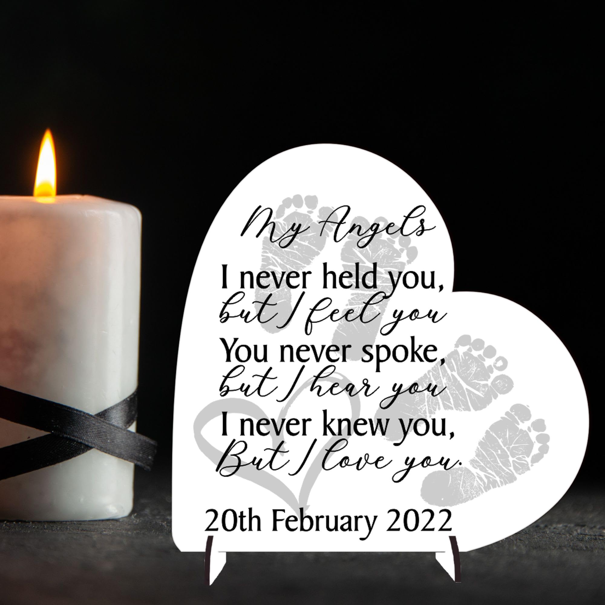 Personalised Heart Plaque - Memorial Plaque for Angel Baby | Custom Bereavement Gift | Handmade Remembrance Plaque (Mdf Wood 19cm x 19cm, Twins)