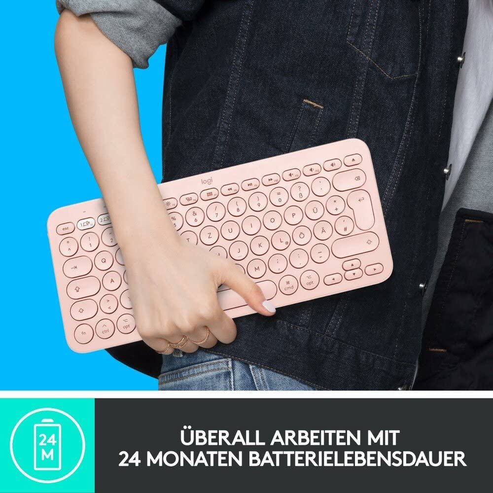Logitech K380 for Mac Clavier Bluetooth QWERTZ Allemand Rose