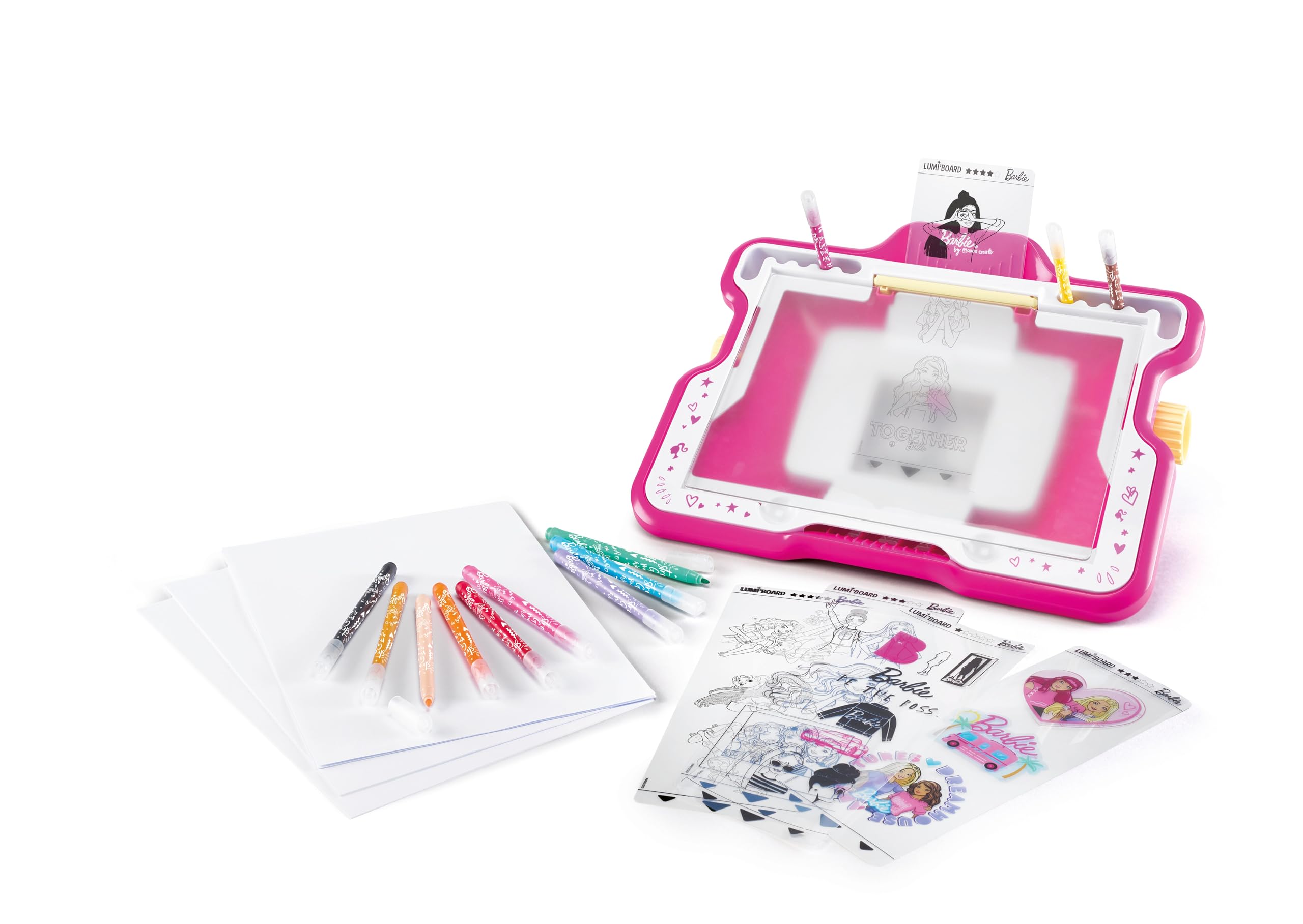 Maped Creativ - Barbie Lumi Board - Stół do rysowania ze światłem - Kolekcja Creativ - 30 szablonów Barbie - Zawiera osłonę słoneczną i markery - od 5 lat