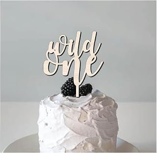 Wild One Cake Topper 1st birthday - First Birthday Decoration - Happy Birthday Cake Topper for Smash Cake – Baby Birthday Décor for Boys and Girls – Wood, 5 x 7in…