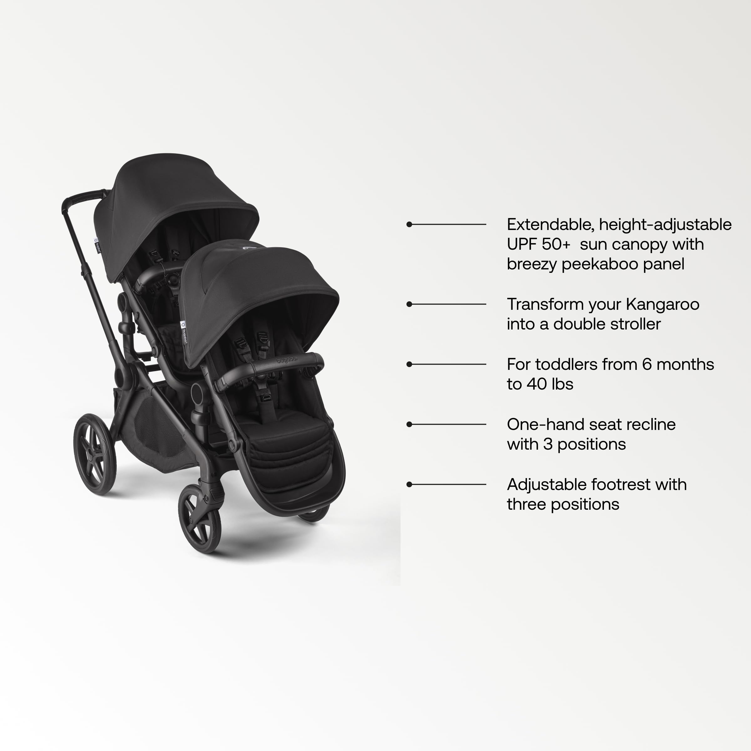 Bugaboo Kangaroo Sibling Seat for Double Stroller Conversion - Black
