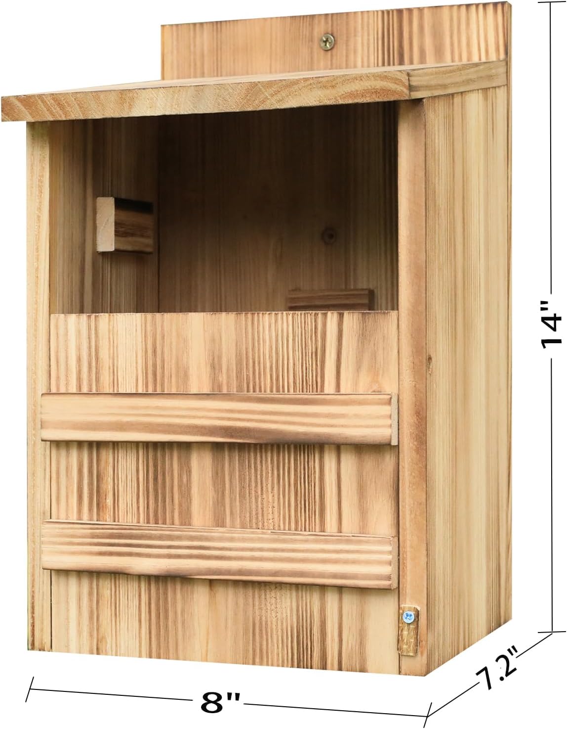 STARSWR Owl House for Outdoors,Screech Nesting Box, Saw Whet Owl Box Big Bird House for Outside,Large Wood Rectangular Opening Bird Box
