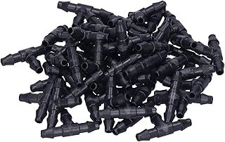 Conector de irrigação por gotejamento, Conector de mangueira ABS 4/7 Conector em T preto Conector redutor farpado para fazenda