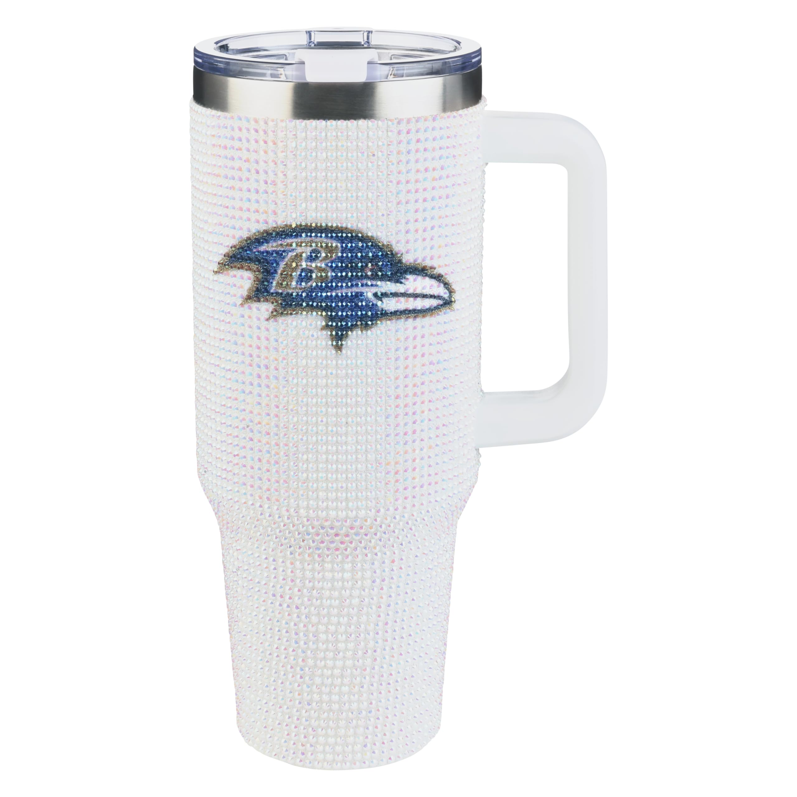 The Memory Company Officially Licensed 40oz White Bling Game Day Tumbler, Baltimore Ravens