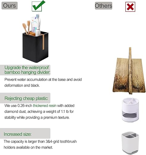 Miniatura 3 de rejomiik Soporte para cepillos de dientes para encimera de baño, 3 ranuras, cepillo eléctrico de dientes y pasta de dientes, organizador de