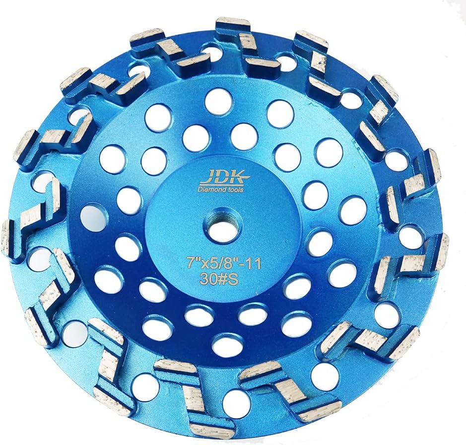 JDK 7 inch Z Segmented Diamond Grinding Wheel for Polishing and Cleaning Stone Concrete Surface Epoxy Paint,Glue and Light Coating Removal 5/8"-11 Arbor (Soft)