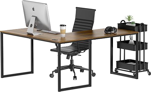 Miniatura 7 de SHW Mission - Escritorio para computadora de oficina en casa, 55 x 60 pulgadas, color nogal