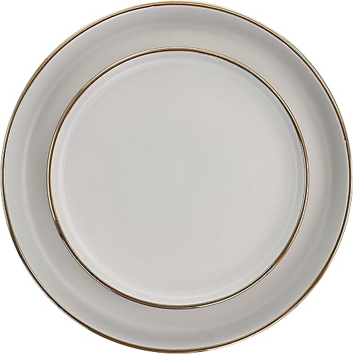 Miniatura 4 de Elama Louis - Vajilla de cerámica de 16 piezas en pizarra mate con borde dorado, juego de Arthur Paul Louis