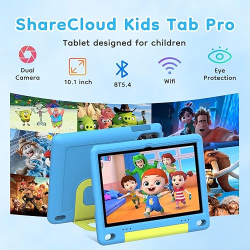 Miniatura 4 de SHARECLOUD Tablet para niños de 10 pulgadas, tableta Android para niños, 24 GB de RAM 64 GB de ROM, 1 TB expandible, con funda EVA, control