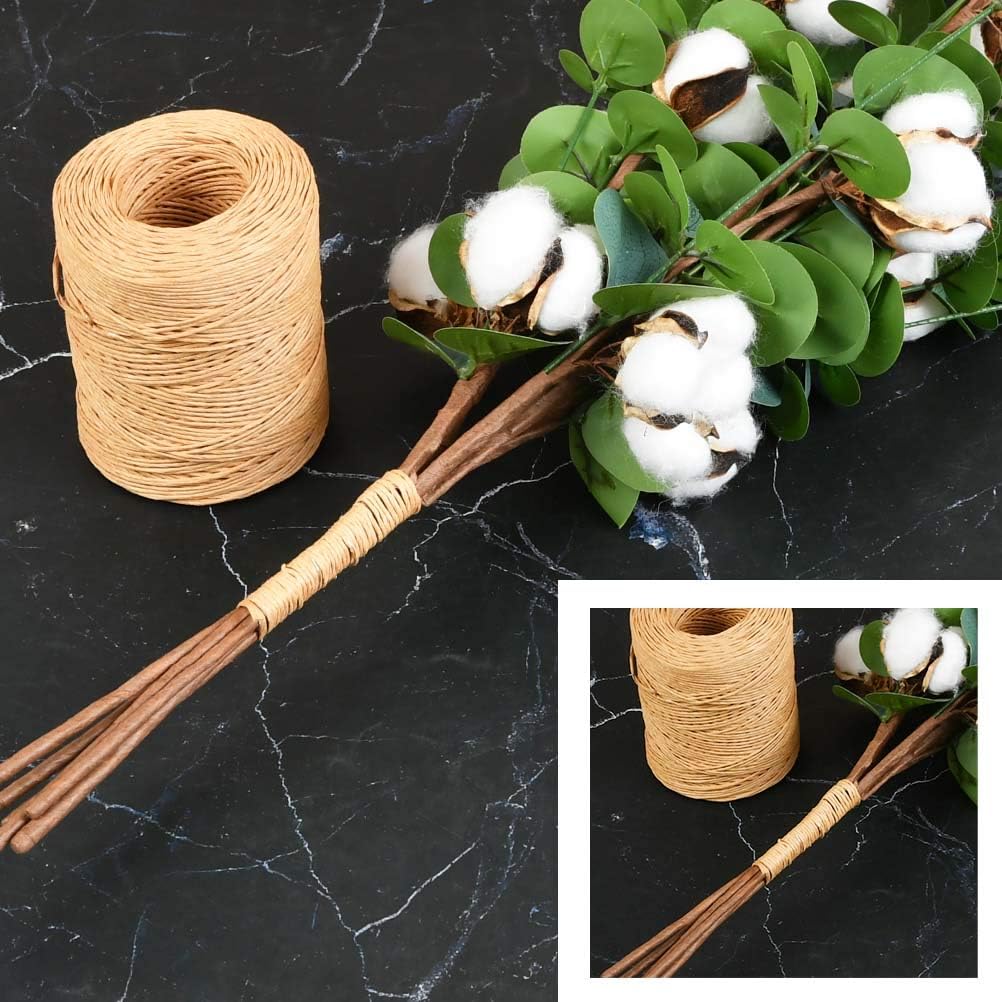 TIMESETL 656 Feet Floral Bind Wire Rustic Vine Wrapping Wire, Paper Covered Waterproof Craft Wrap Twine for Flower Bouquets Stem Wrap Florist (Khaki)