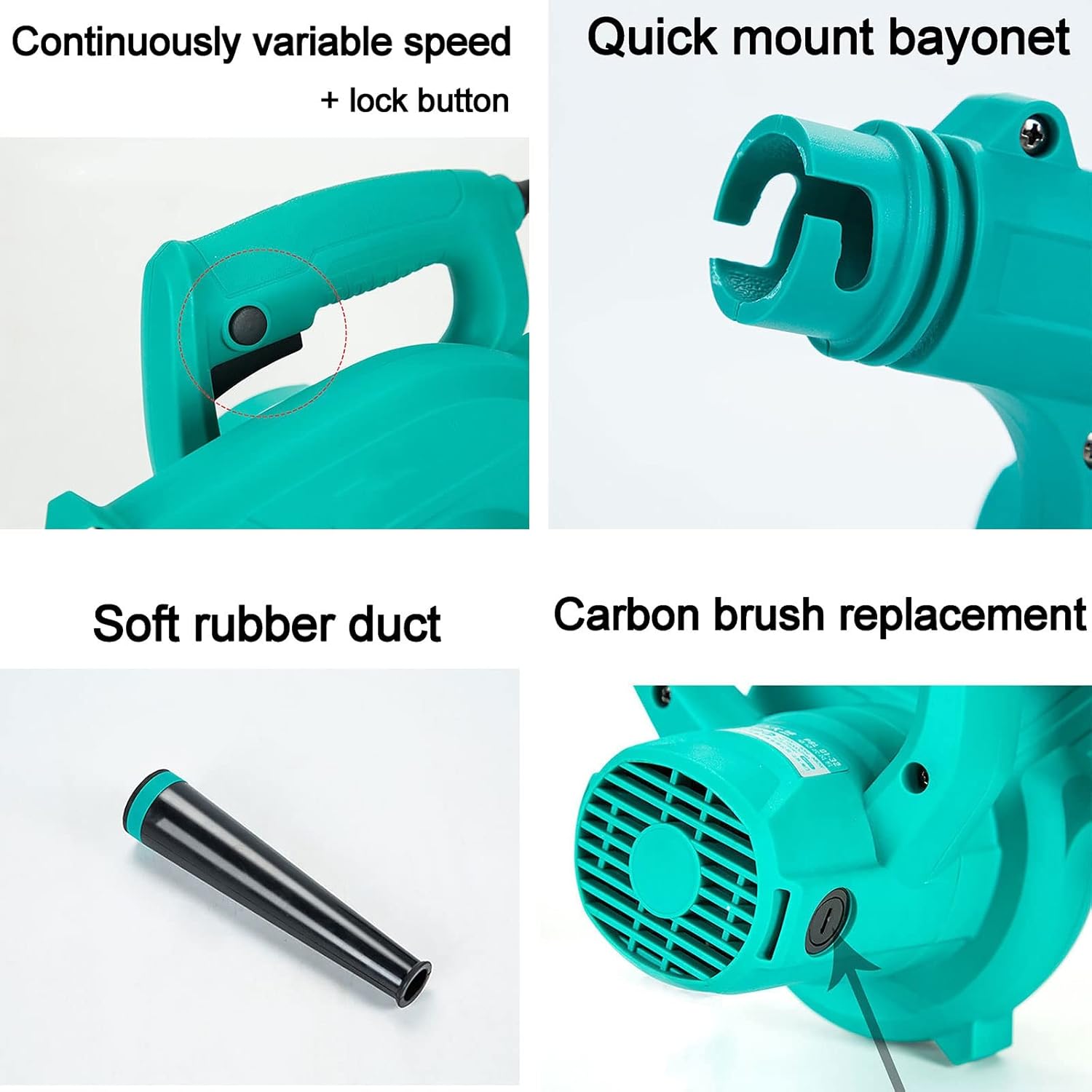 2in1-Leaf Blower/Vacuum,680wElectric Leaf Blower, 6 Variable Speeds Up to 16000RPM, Handheld Leaf Blower Kit for Dust/Leaf/Little Garbage（Blue）