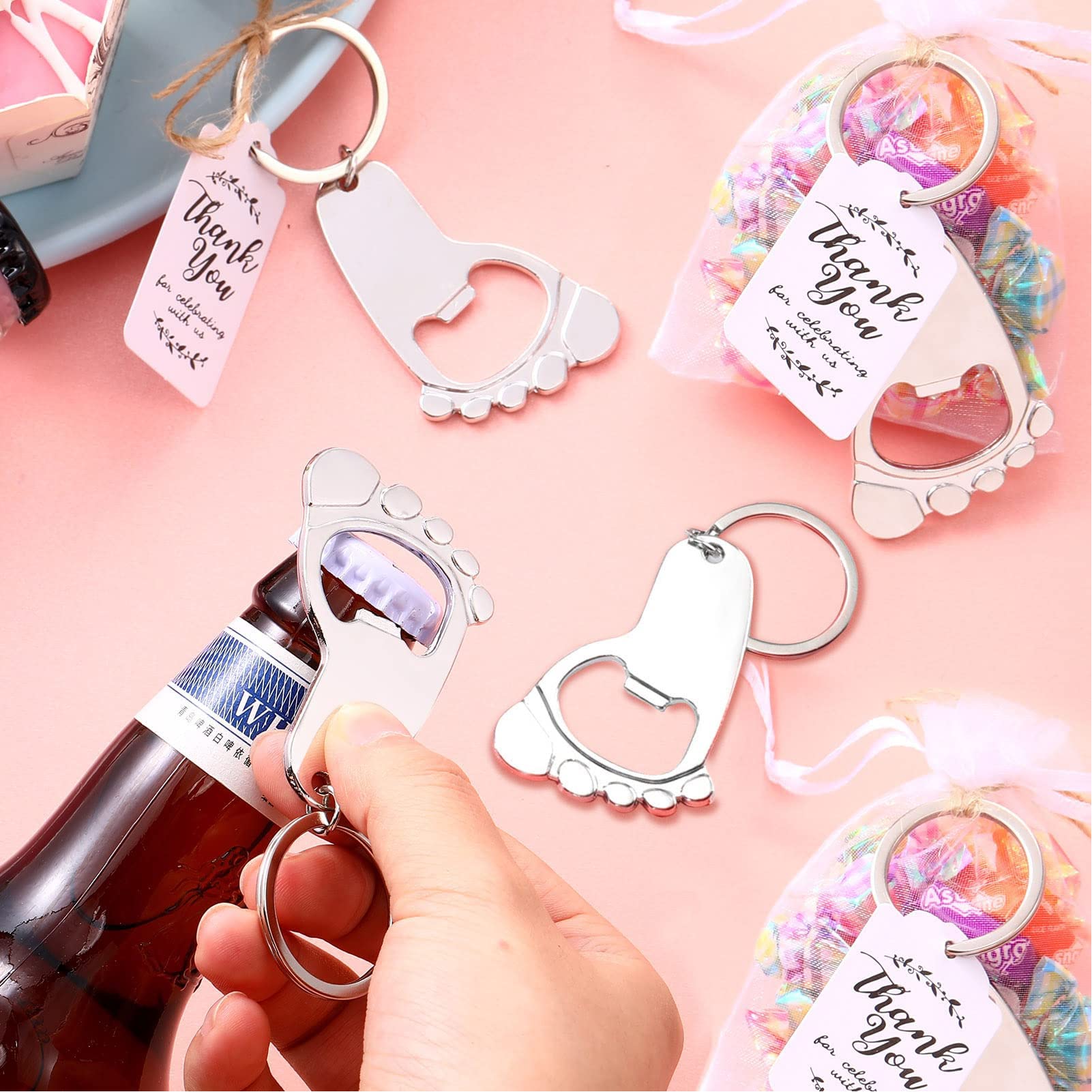 Focket Confezione da 24 apribottiglie a Forma di biberon, Simpatici Regali di Ritorno per la Festa del Bebè, apribottiglie per Bebè con squisita Confezione, per Ospiti