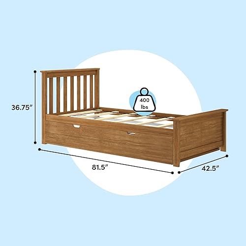 Miniatura 2 de Max & Lily Cama individual clásica, cabecera de listones con nido, nudo y nuez Nuez pacana,Nuez,Rubio,Blossom,Azul,Arcilla,Natural,Verde