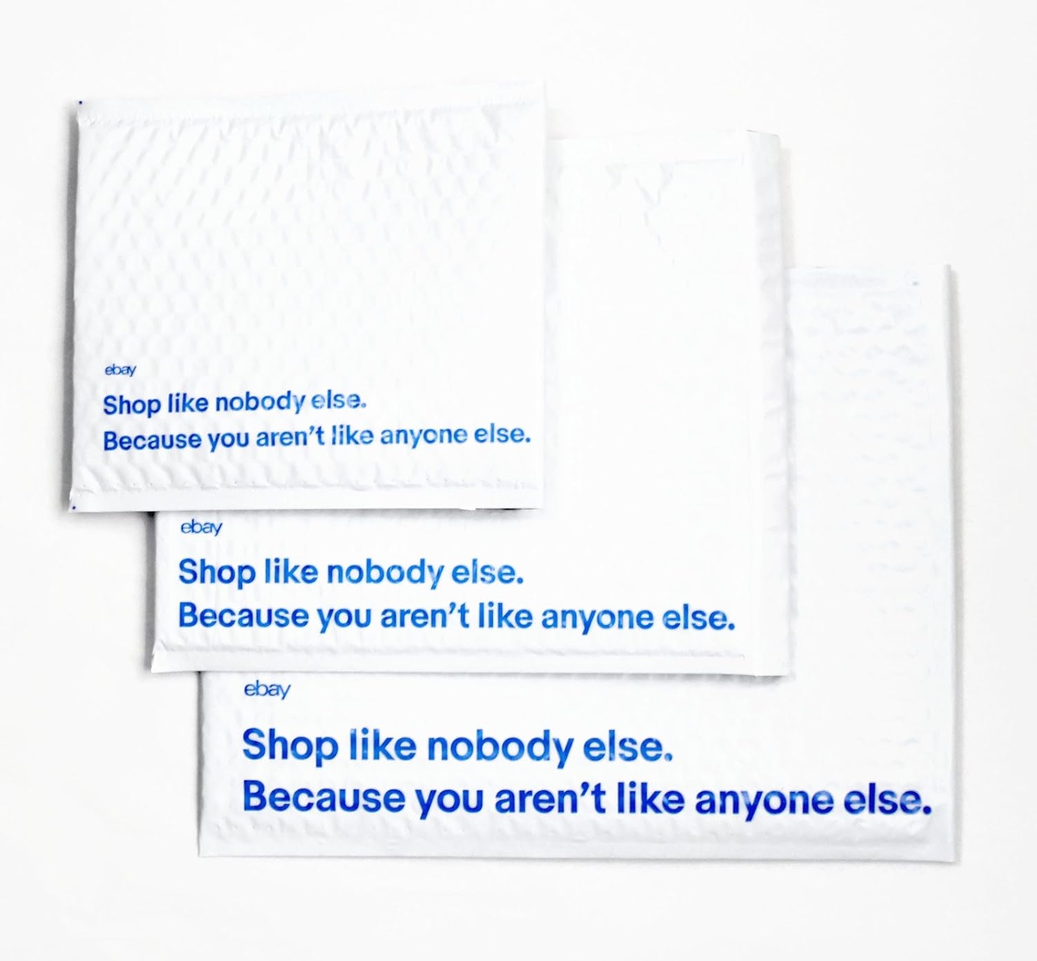 20 Ebay Branded Airjacket Envelopes - Padded Shipping Mailers with Blue Design (Assorted - (5) L, (7) M, (8) S)