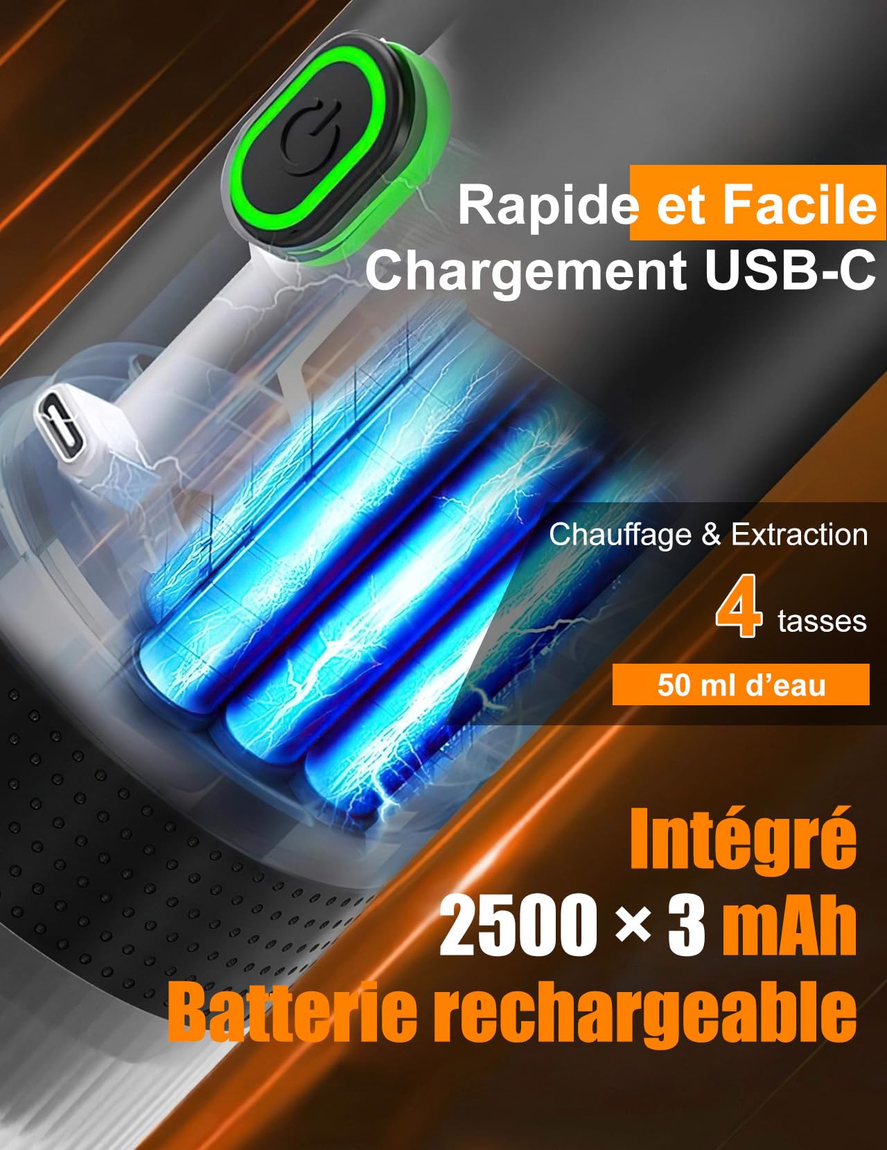 Machine à Café Portable, Machine à Expresso Électrique avec Auto-chauffage