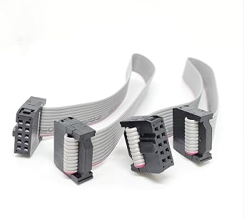 IDC 2-Pack 20cm 8" Length 10 Pins 10P 2.54mm FC Dual Rows 0.1" Pitch Connectors Female Sockets on Silver Flat Ribbon Cable, Net Length is 7 inches 18cm F/F 10P-20cm-2PK