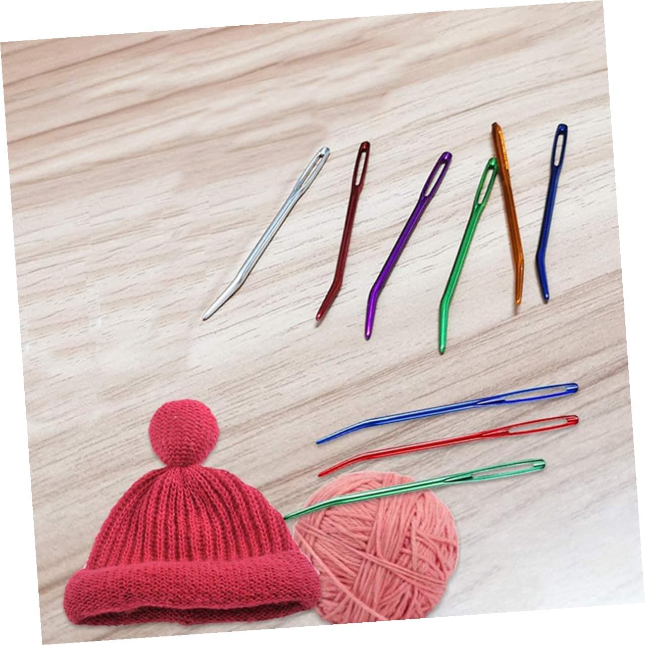 GAROZATION 12pcs Multi-Function Yarn Needles and Wear-Resistant Darning Needles with Large Eye Bent Design Portable Household Sewing for Knitting and Tapestry Craft Projects Random Color