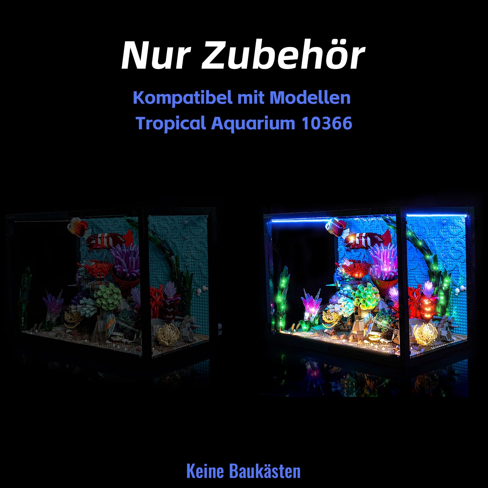 Interruptor de atenuación táctil LED Juego de luces LED compatible con acuario tropical Lego 10366 (no modelo), juego de iluminación decorativa compatible con acuario tropical de Lego, juguete