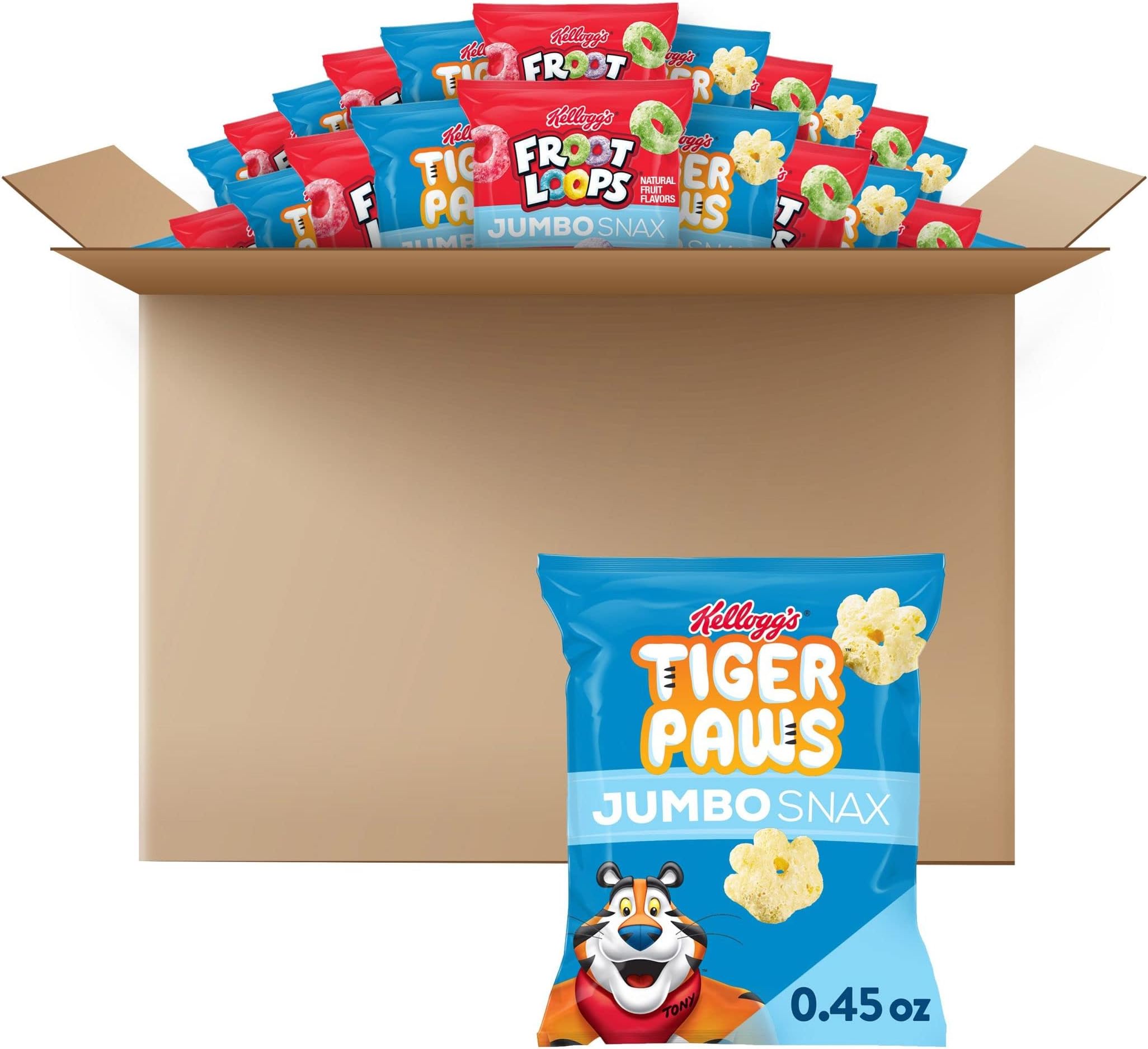 Kellogg's Jumbo Snax Cereal Snacks, Kids Snacks, Lunch Box Snacks, Variety Pack (3 Boxes, 36 Pouches)