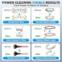 Vista 5 de Limpiador ultrasónico, limpiador de joyas de 48 KHz, limpiador ultrasónico de retenedor para gafas, anillos, correa de reloj, collar, blanco