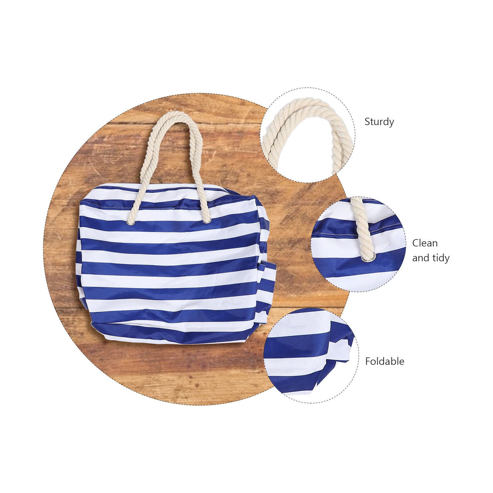 Ciieeo Bolsa de playa de lona impermeable azul para mujer con gran capacidad ideal para picnic y gimnasio