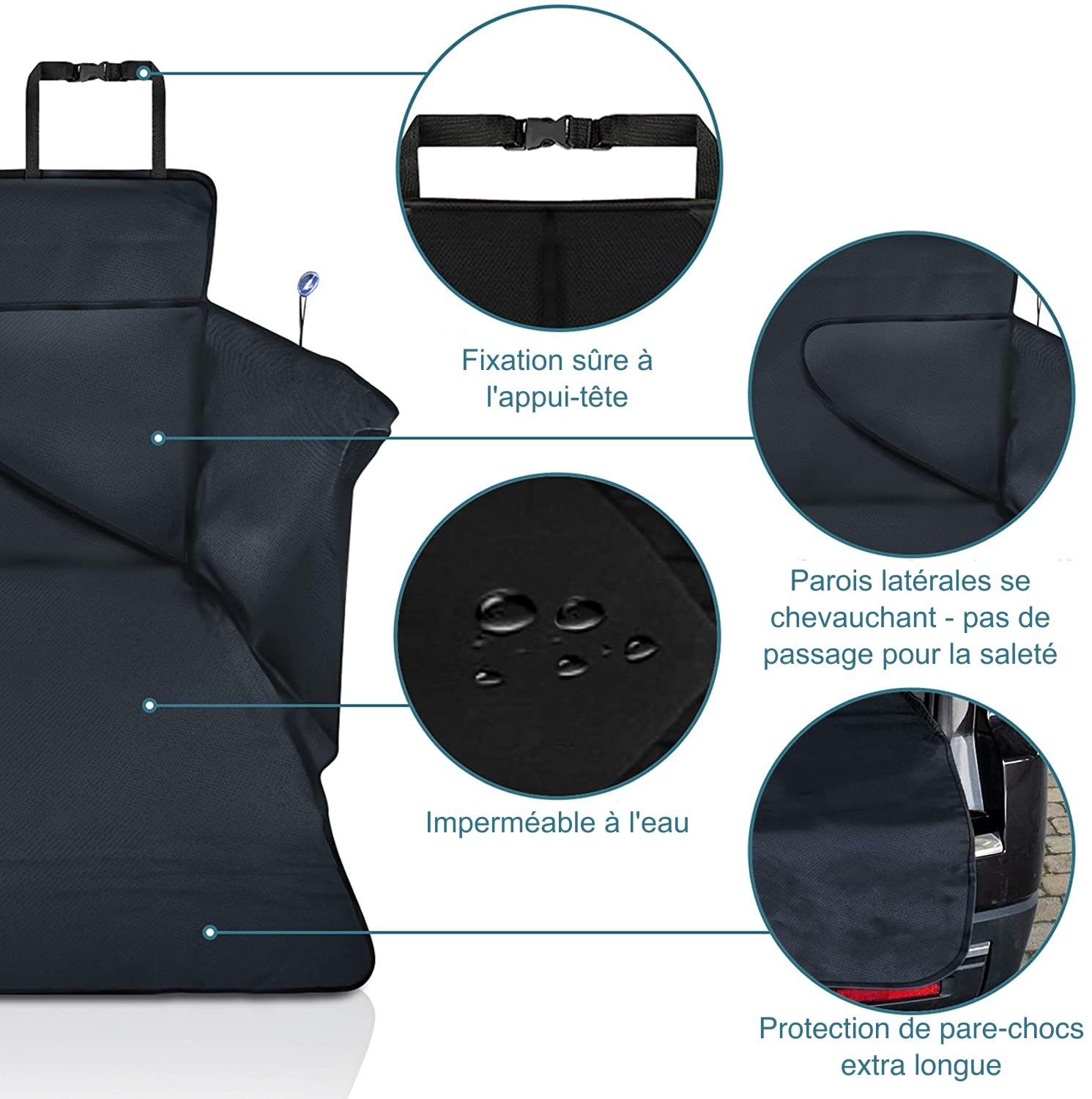 Couverture de Coffre pour Chien XXL - Protection de Coffre pour Chaque Voiture - Revêtement antidérapant - Couverture Robuste pour Chien avec Protection latérale - 185 x 105 x 36 cm