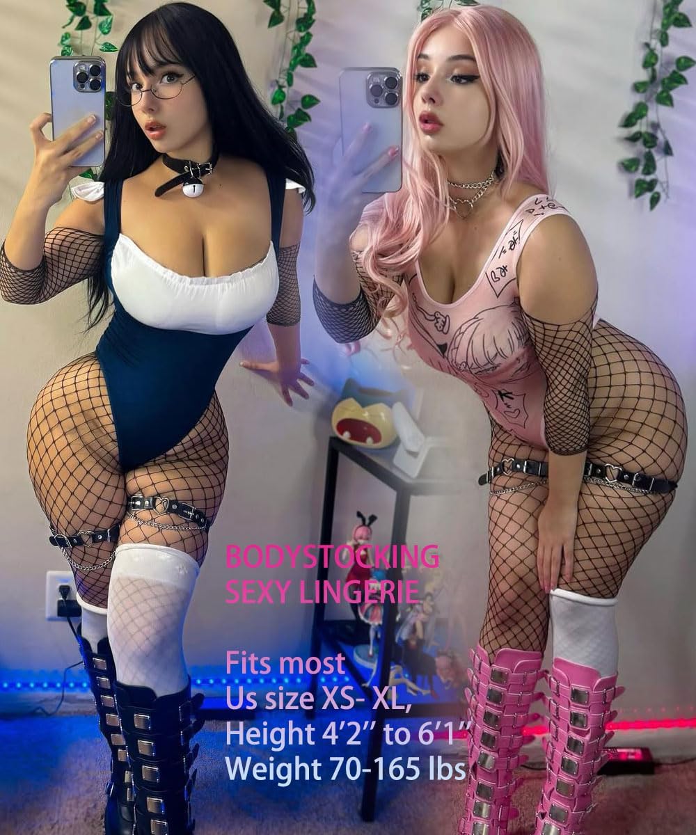 XIUSEMY Women Sexy Bodystocking One Piece Badydoll Fishnet Lingerie Nightwear Plus Size - Image 4