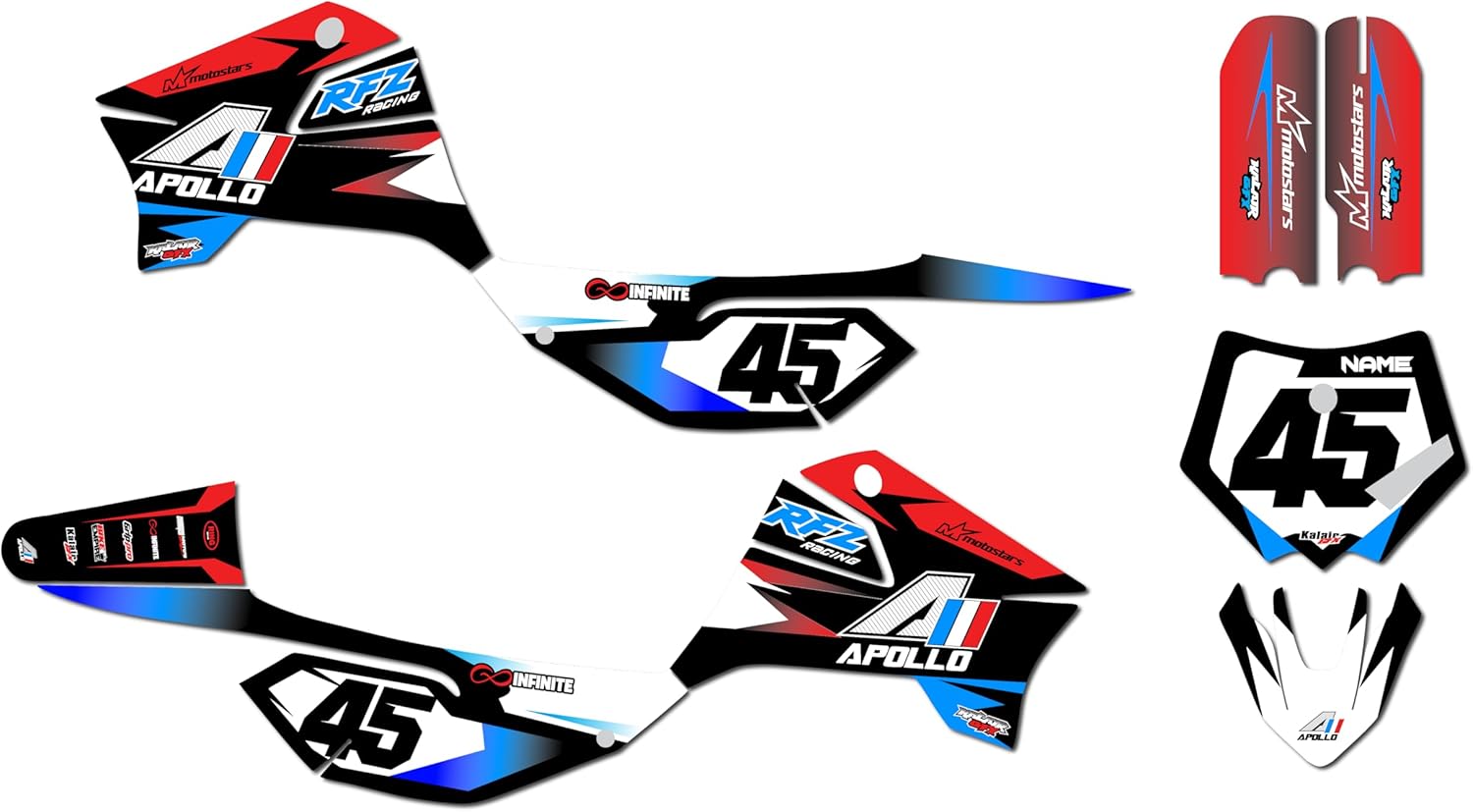 Graphics Kit for Apollo RFZ X4-X6 X14-X19 (All Years) Division Series Red 16 Mil-Dirt Pit Bike Motorcycle Stickers,Dirtbike Racing Decal Automotive Motocross Accessories no Plastics