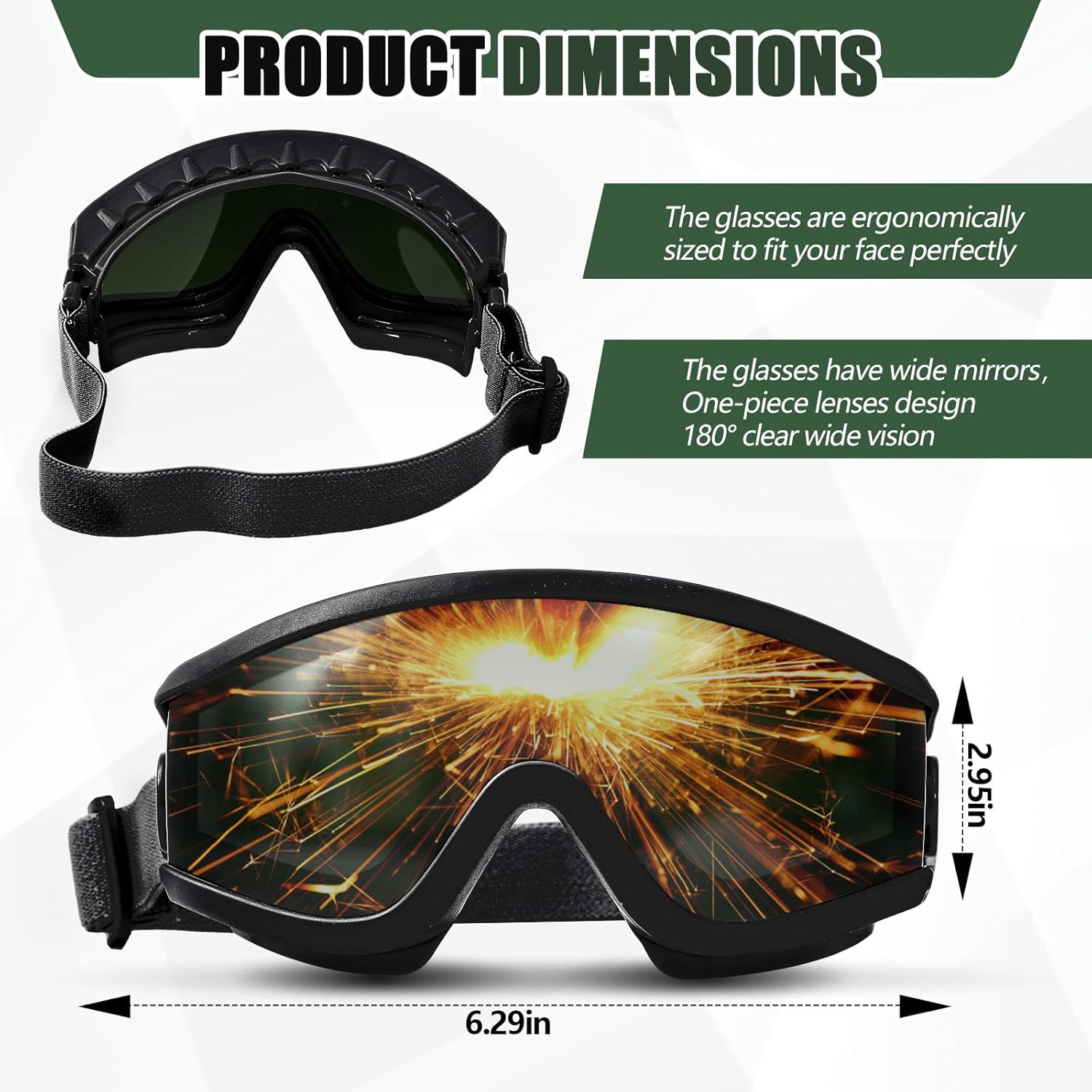 Relaxweex Welding Goggles Welding Safety Glasses Shade 5 IR Lens Cutting Torch Goggles Brazing Glasses for Men Eye Protection