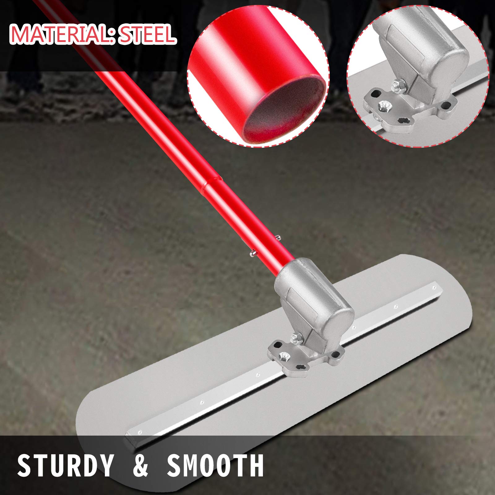 VEVOR - Galleggiante in acciaio al manganese, per calcestruzzo, 900 x 200 mm, per calcestruzzo, strumento per calcestruzzo, kit Bull Pool Float Bull Float Handle Bull Float Staffa per calcestruzzo