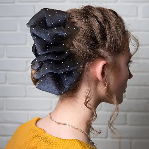 Miniatura 5 de 2 pinzas de lazo con diamantes de imitación, pinzas de burbujas de lazo de gasa con nube, garra grande para el cabello, pinzas florales grandes para