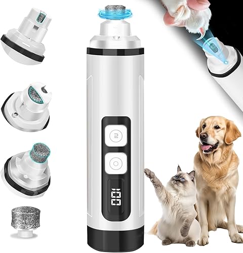 Miniatura 8 de Cortaúñas para perros, ultra silencioso, eléctrico para mascotas, cortaúñas para perros y gatos con luces LED, lima de uñas de alta velocidad,