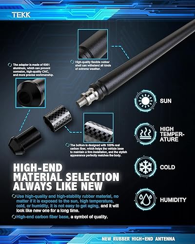 Vista 27 de TEKK Carbon Fiber Short Antenna Compatible with Street Glide/Road Glide Motorcycles 1998-2026/7.9 Inches Premium Flexible Rubber/Designed for