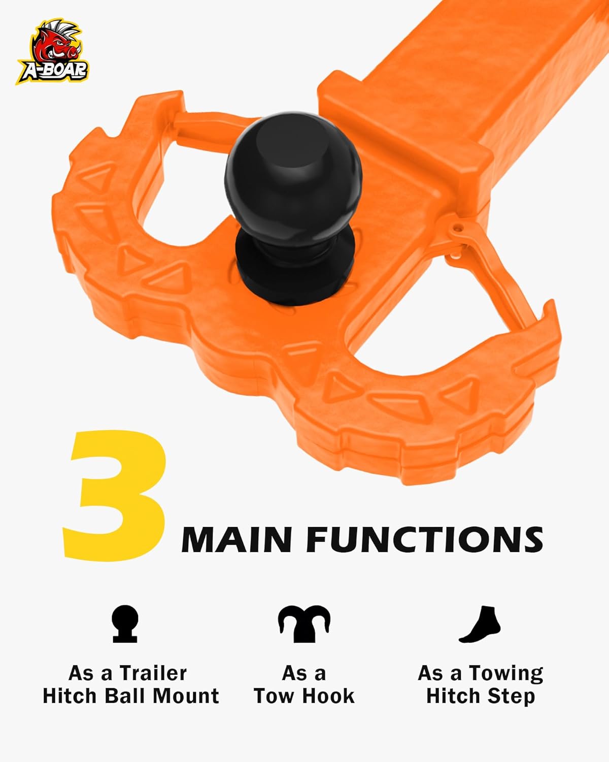 Hitch Step for 2" Receivers,Trailer Hitch with 2-Inch Ball Hitch and Trailer Hitch Pin, Drop Forged Steel Truck Hitch Step, 14 Ton (30000 Lbs) Maximum Break Strength Tow Hitch Receiver, Orange