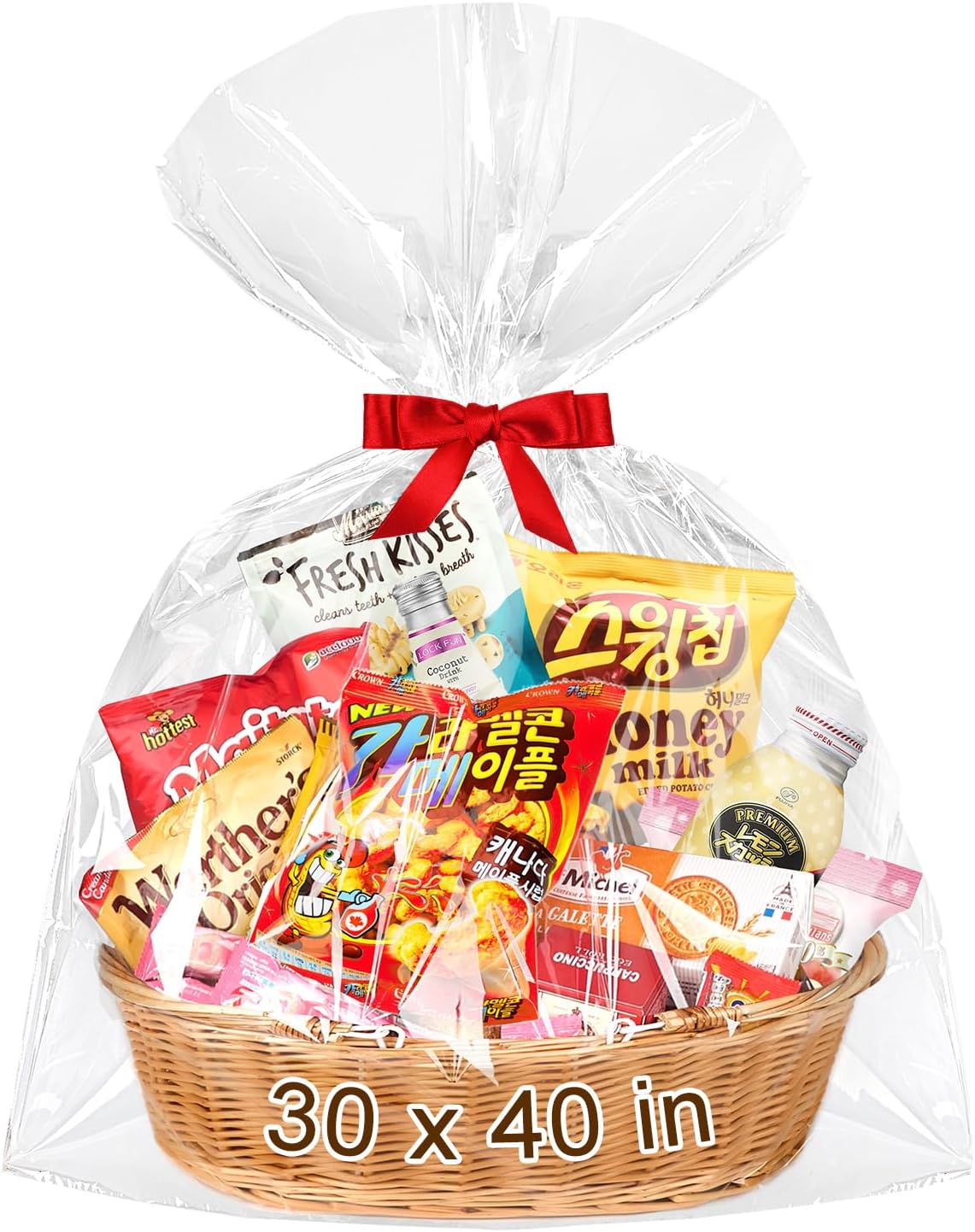 Mauproy 30"x 40" Large Cellophane Bags, 10 PCS Clear Cellophane Wrap 3 Mil Thick Plastic Gift Wrapping Bags for Gift Baskets Birthday Baby Shower Christmas Party Favors 30" x 40" - 10PCS