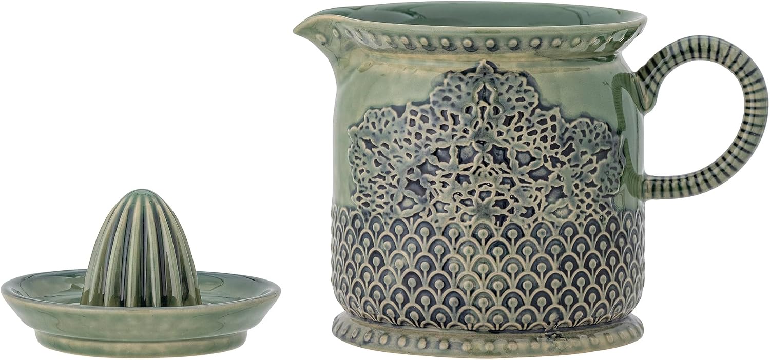 Bloomingville Liselu Lemon Juicer, Green, Stoneware, L17.5 x H15.5 x W12 cm