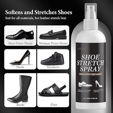 Shoe Stretcher Spray, 200ml Boot Stretch Spray for Man and Woman, Professional Leather Softener to Relieve Tight Fitting Shoes, Shoe Stretcher for Leather, Suede, Fabric, Canvas | Professional Leather Softener to Relieve Tight Fitting Shoes, Shoe Stretcher for Leather, Suede, Fabric, Canvas