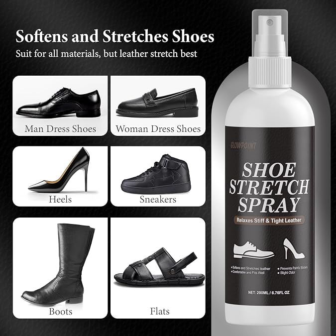Shoe Stretcher Spray, 200ml Boot Stretch Spray for Man and Woman, Professional Leather Softener to Relieve Tight Fitting Shoes, Shoe Stretcher for Leather, Suede, Fabric, Canvas | Professional Leather Softener to Relieve Tight Fitting Shoes, Shoe Stretcher for Leather, Suede, Fabric, Canvas