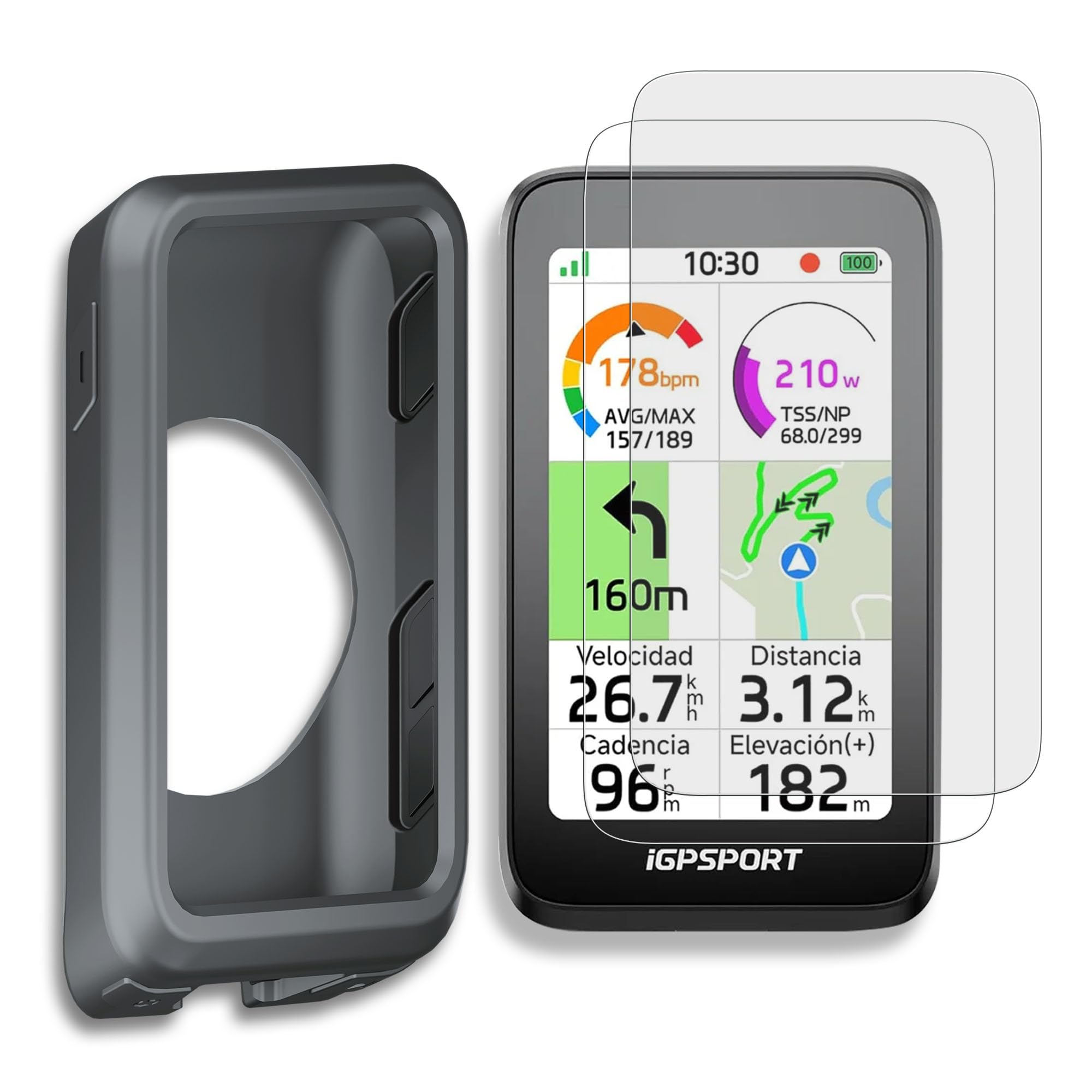 Coque silicone iGPSPORT BiNavi Air et verre trempé gris