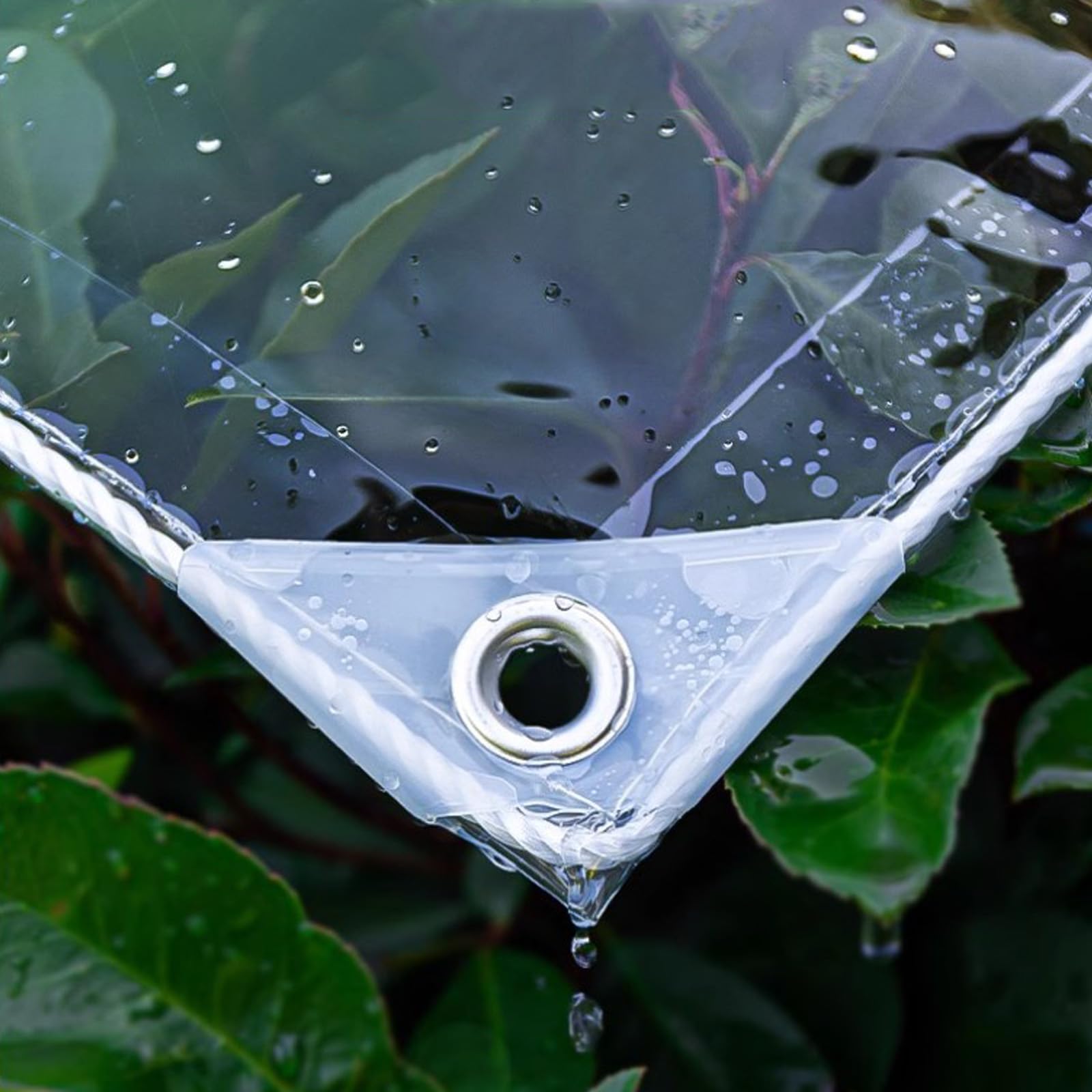 Dekzeil, Pvc, Waterdicht, Transparant, Met Ingestanste Ringen Weerbestendig Slijtvast Opvouwbaar 0 35 Mm Regenbescherming Dekzeil Voor Tuinmeubelen Planten Kas Hondenhok 1 3 X M 1361510160